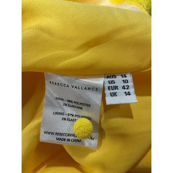 Rebecca Vallance Structured Canary Yellow Jaclyn Dress Size 10
